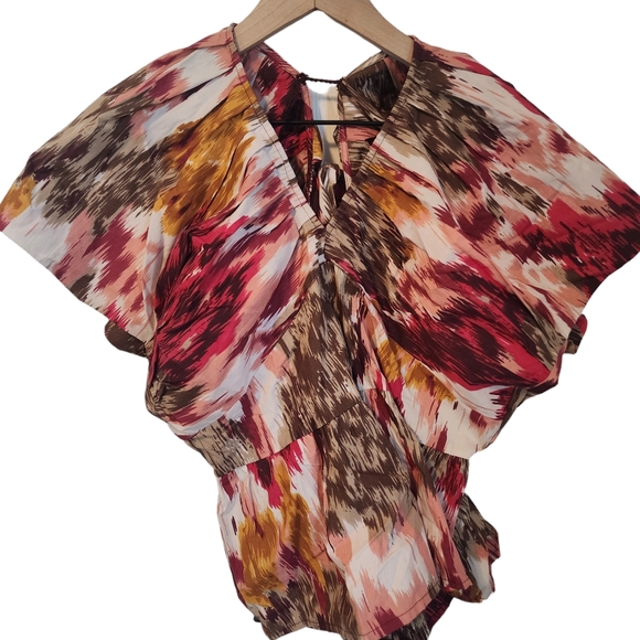 NEW Anthropologie | Love the Label Painterly Open-Back Savannah Burgundy Blouse - Picture 11 of 14